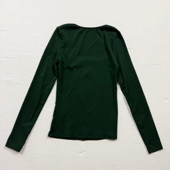 Shein Dark Green Square Neck Fitted Long Sleeve Top, Size XS - Picture 6 of 6